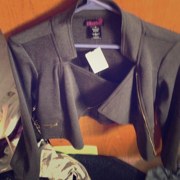 Dark gray zip up blazer