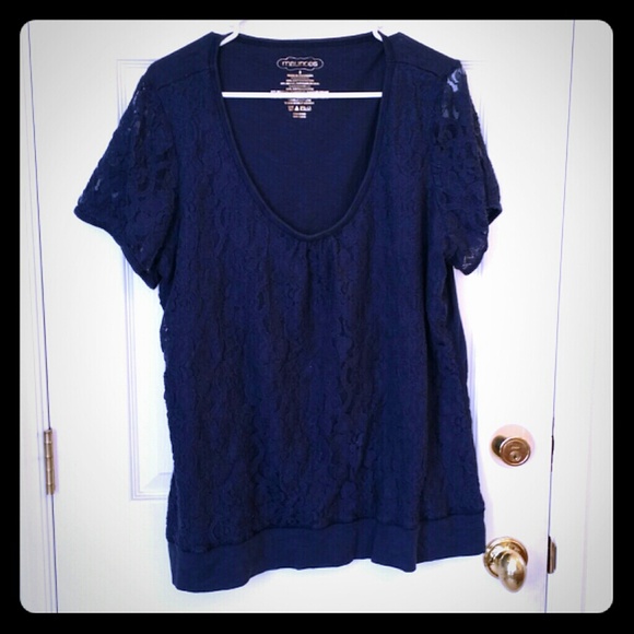 Navy blue lace top