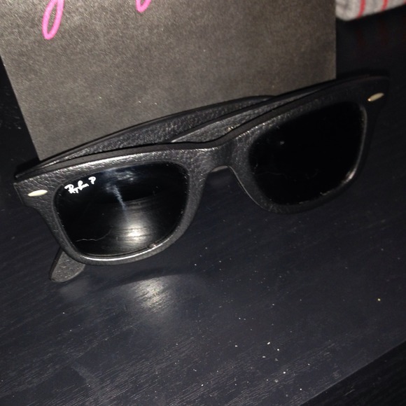 Authentic Genuine Black Leather Ray-Ban Shades