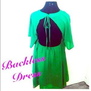BUNDLE Kelly Green Backless Dress & sequins top