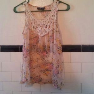 sheer floral tank