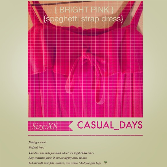 Bright Pink Casual Spaghetti-Strap Dress
