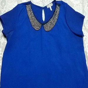 Cobalt Blue Dazzled Collar Top
