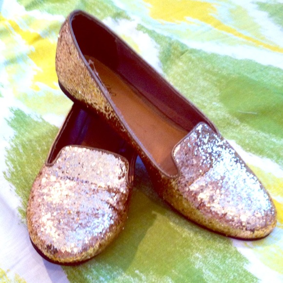 Gold sequin loafers!