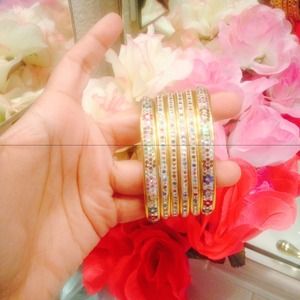 Indian Bangles Mutli-Colored with Flowers 🌸❤️💚💙