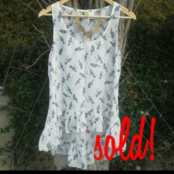 SOLD IN BUNDLE Sheer Ruffled Hi-Lo Tank Top