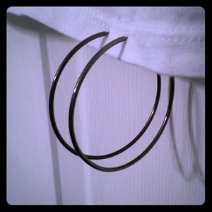 Large dark grey hoop earrings