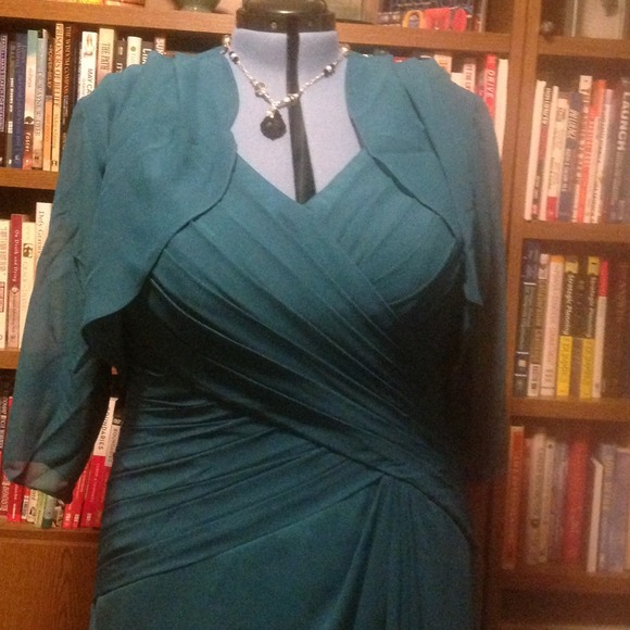 ***SOLD***Teal silk cocktail dress & bolero jacket