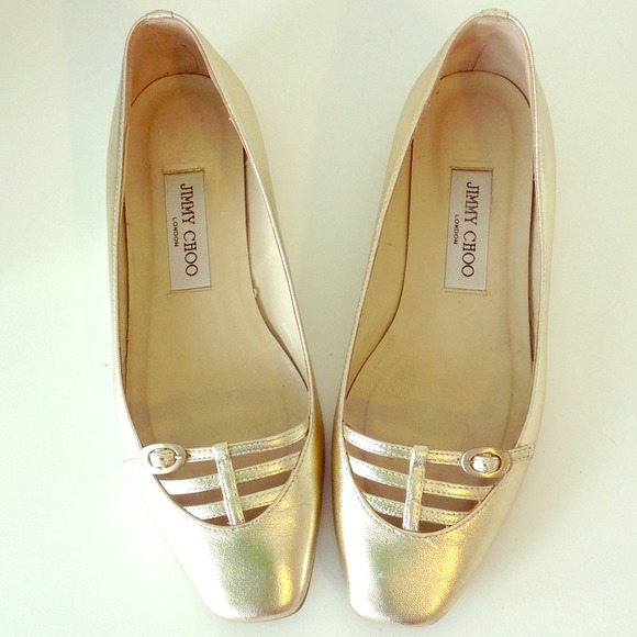 Jimmy Choo metallic leather flats