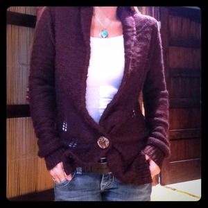 Eggplant colored cardigan knit sweater