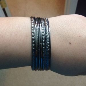 Set of metallic grey bangles