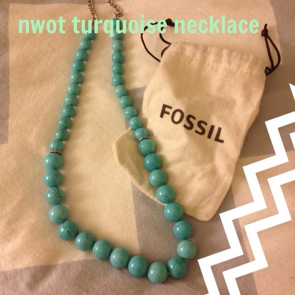 Fossil Jewelry - FOSSIL - NWOT turquoise beaded long necklace