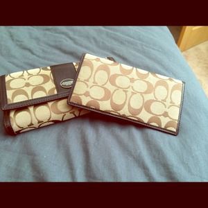 Brown and tan authentic coach wallet