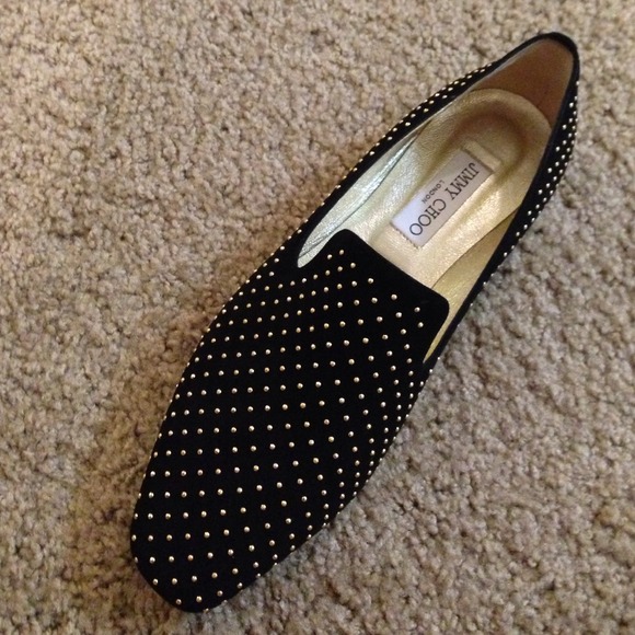 Sold!! Jimmy Choo Wheel Black Gold Flats. 39 1/2