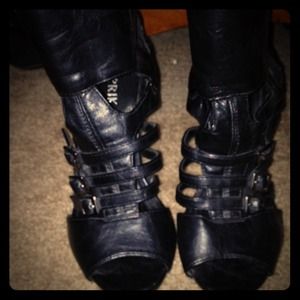 All black bootie heels.