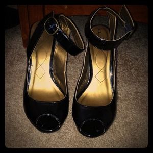 Shinny ankle strap heels