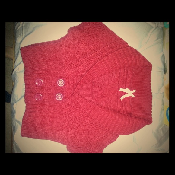 Red crop sweater jacket