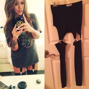 🚫SOLD🚫Black Garter Leggings 💥