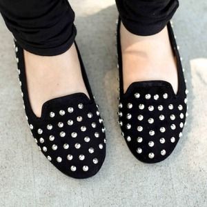 Black Studded Loafers