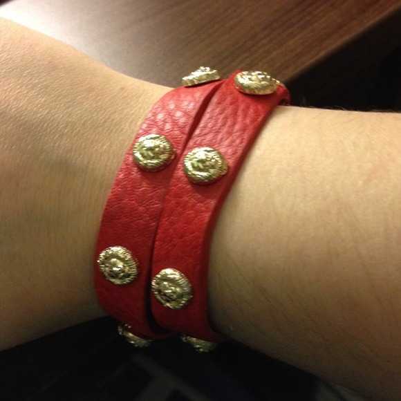 Red leather wrap bracelet new