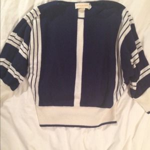 Navy and White Dolman Sleeve Sweater