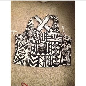 Tribal print black and white crop top!