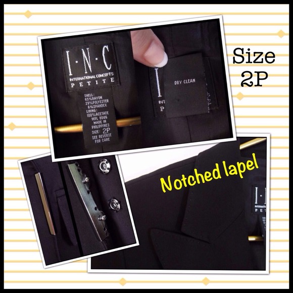 INC Black 2P lined Blazer Jacket Mint Like new - Picture 4 of 4