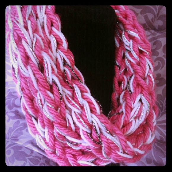 Pink & White Sparkle infinity scarf