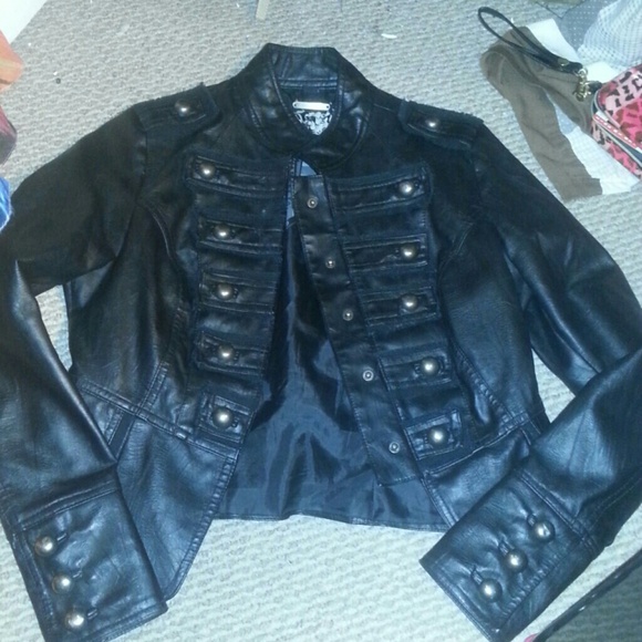 Military styled leather jacket