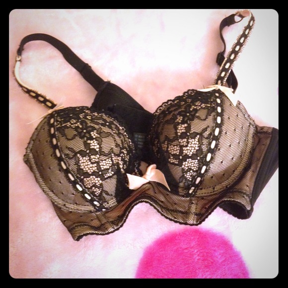 Sexy& cute  black and pink lace bra