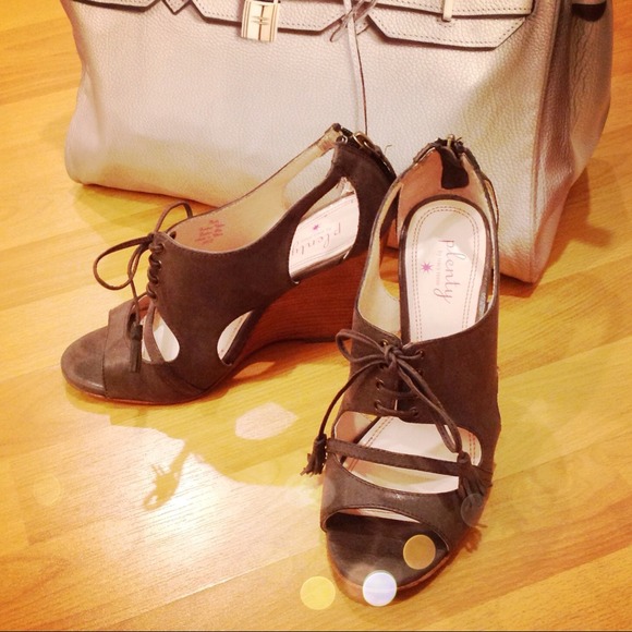 Plenty by Tracy Reese lace up bootie wedges