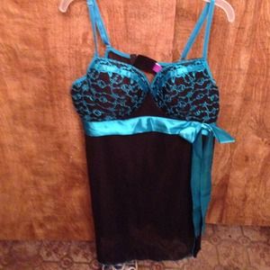Blue & Black Sexy Sheer Lingerie/Babydoll