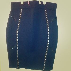 Black studded thick bodycon skirt