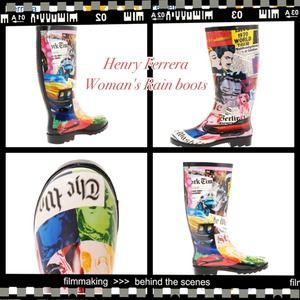 Henry Ferrera woman's print rain boots nwt