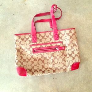 Red Leather Coach Monogram purse