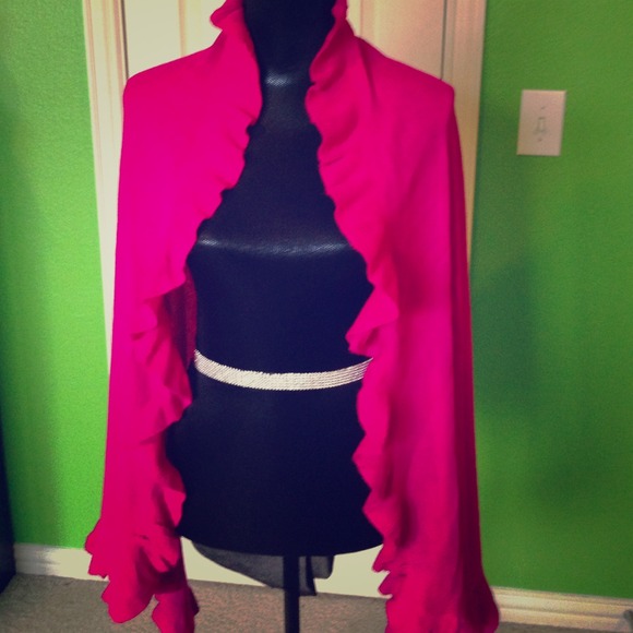 Bright pink ruffled wrap