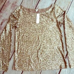 Gold sequin J Crew shirt