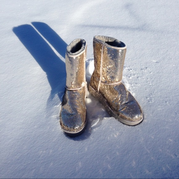 Silver Sparkly  Sequin Ugg Boots