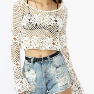 Nasty Gal Mink Pink Crochet Top