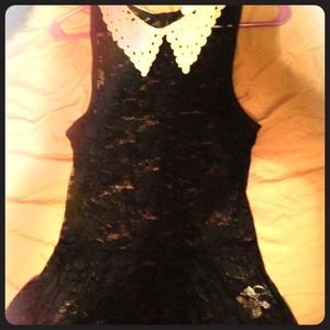 Black Lace Peter pan Collar Tank