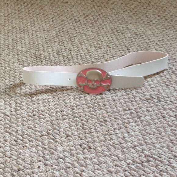 White and pink skull belt
