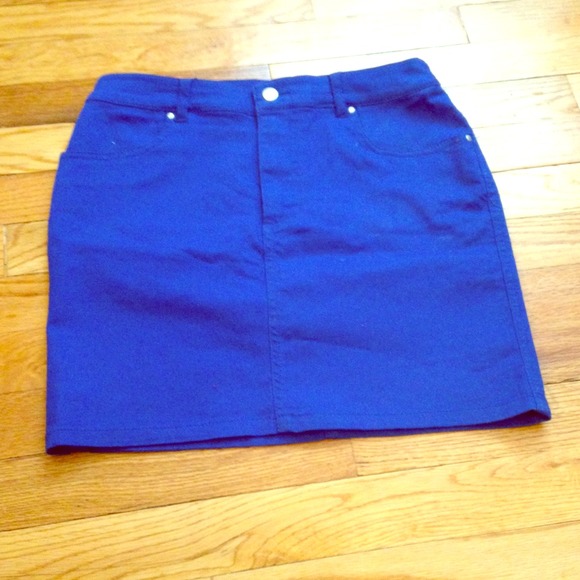 Royal blue denim mini skirt