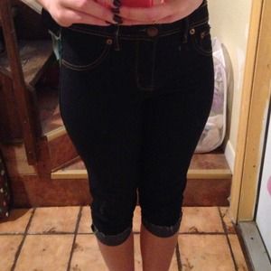 Dark blue cut off jeans