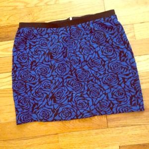 Black and blue floral zip up skirt