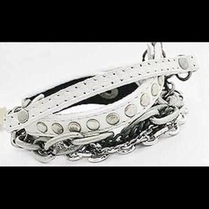 Leather and chain studded cuff  bracelet.