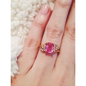 Pink & Clear Crystal Ring