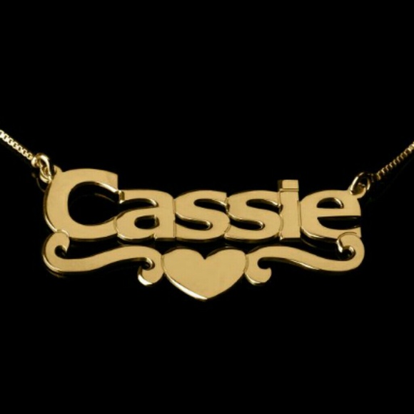 24K Gold Plated Bold Print with Heart Name Necklac