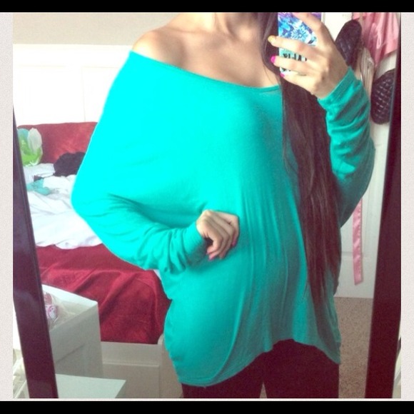 Teal off the shoulder top