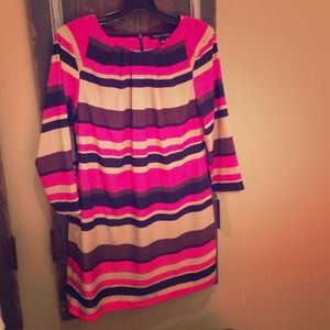 3/4 Length Sleeve Pleated Front Dress