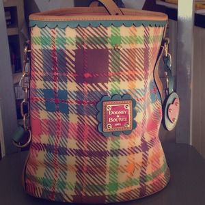 Authentic Dooney and Bourke Colorful Plaid Bucket